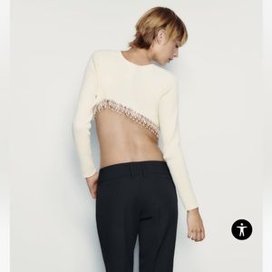 ZARA Crop Sweater w/beaded fringe!  So cute! Sz M